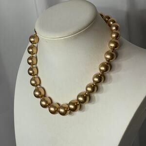 Pomina burnished gold tone graduated beaded necklace beads costume jewelry